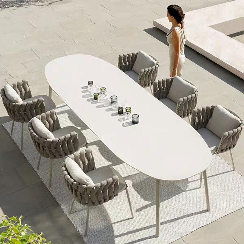 户外休闲编织绳桌椅庭院藤编铝合金北欧织带椅沙发休闲庭院