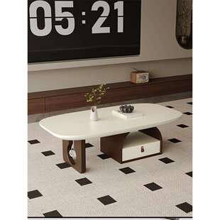 法式中古风带灯茶几小户型家用新款感轻奢客厅创意极简茶几桌