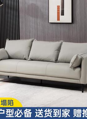 猫抓皮布艺沙发小户型客厅双人两三人座北欧简易出租房服装店橙色