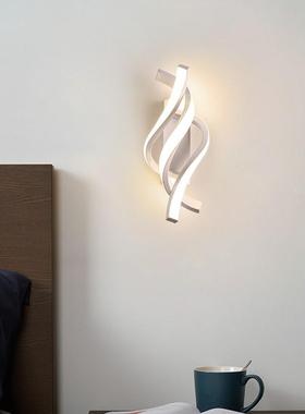 led壁灯简约白色房间卧室床头壁灯个性创意楼梯过道灯可调光