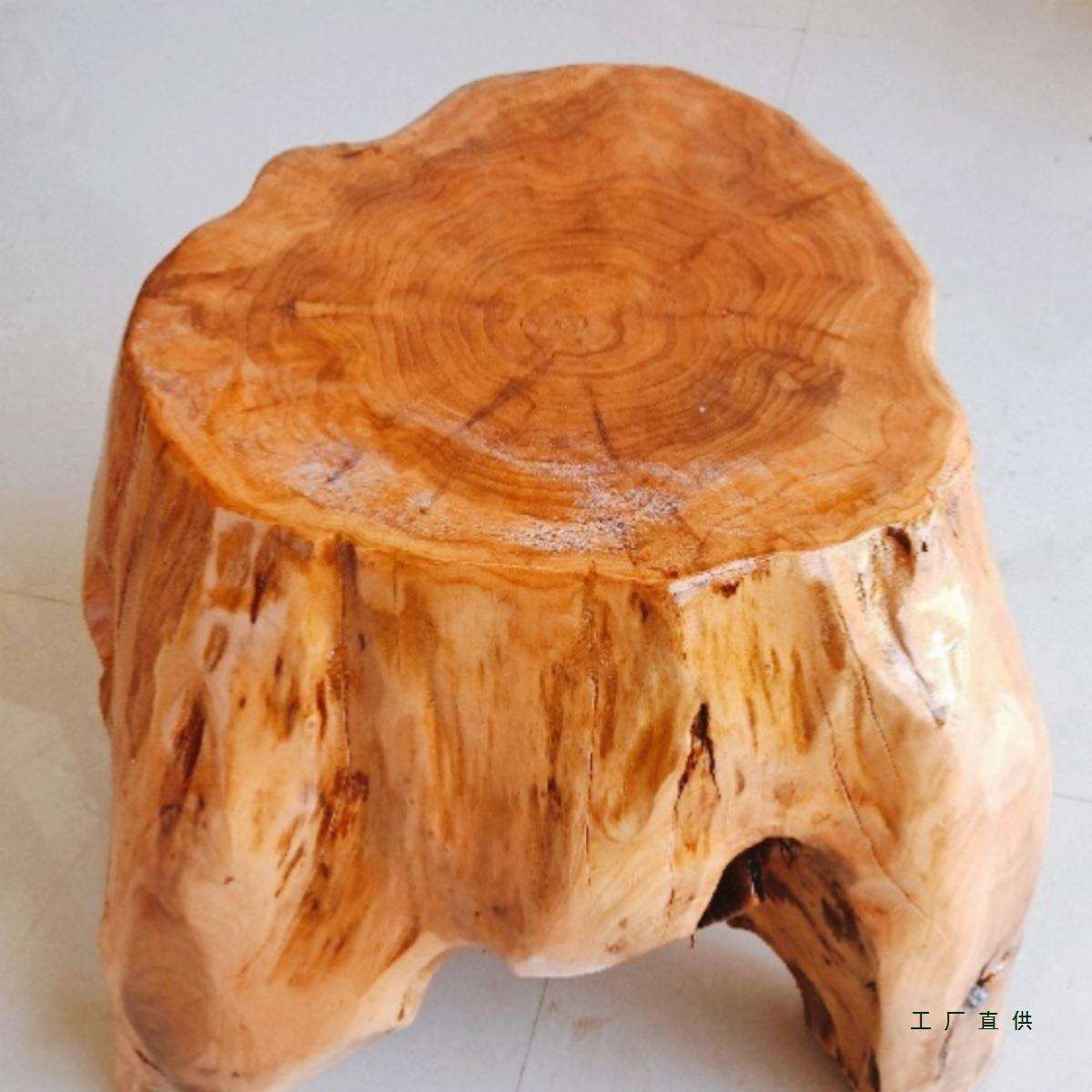 根雕凳子实木墩子原木树桩木桩底座茶几茶桌配凳大板支架圆木凳