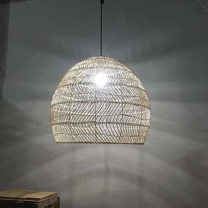竹艺竹编吊灯灯笼民宿仿古禅意个性藤条编织鸟巢客厅书房吊灯