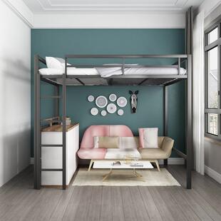 铁艺高架床单上层上床下空省空间铁架床多功能上下床小户型楼阁床