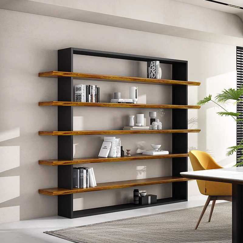 实木书架墙上客厅茶室置物架多层落地办公室展示一体整面靠墙层架