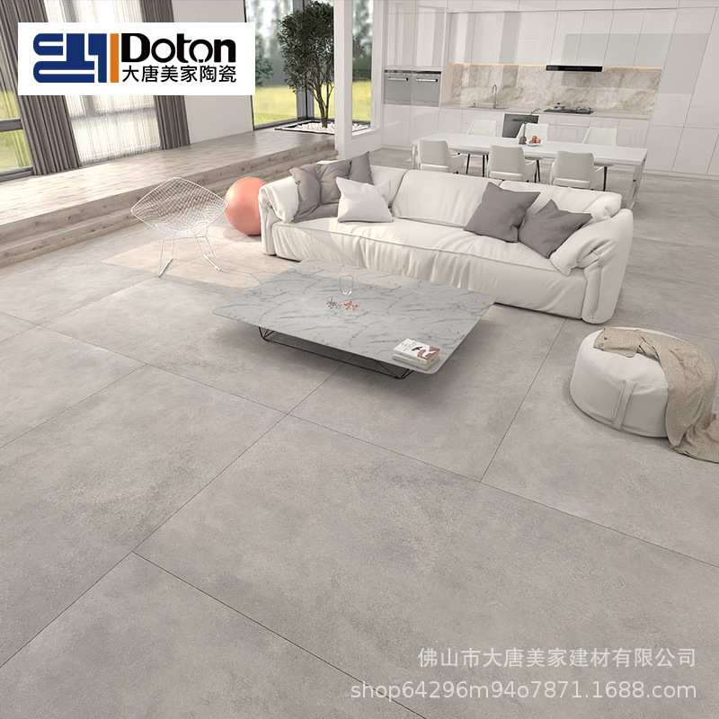 现代仿古砖600x1200客厅哑光地砖北欧复古地板砖灰色瓷砖水泥砖