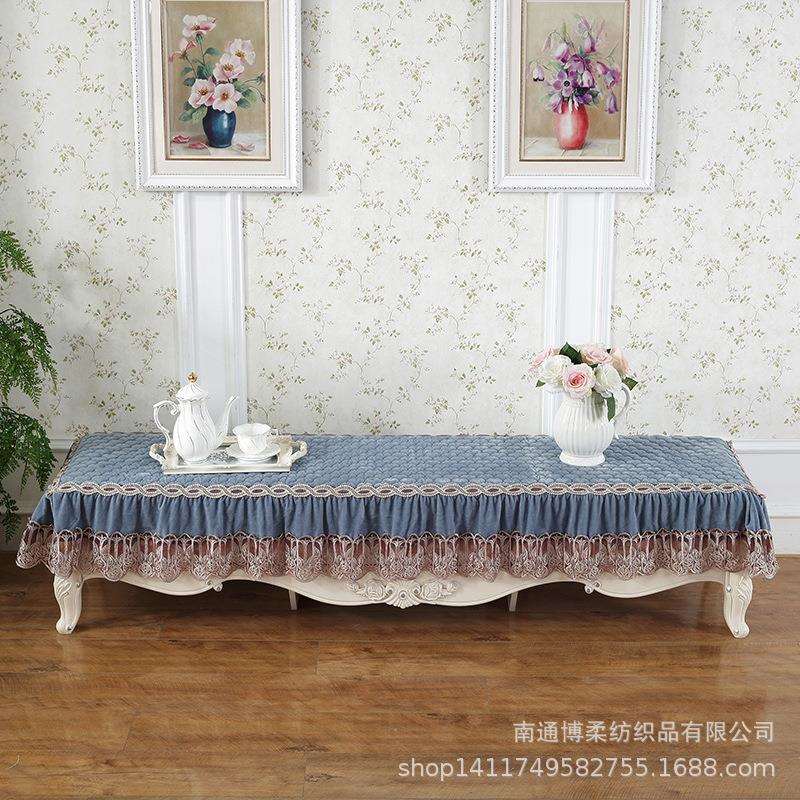 新品欧式水晶绒电视柜保护套直销 蕾丝花边电视柜垫床上用品