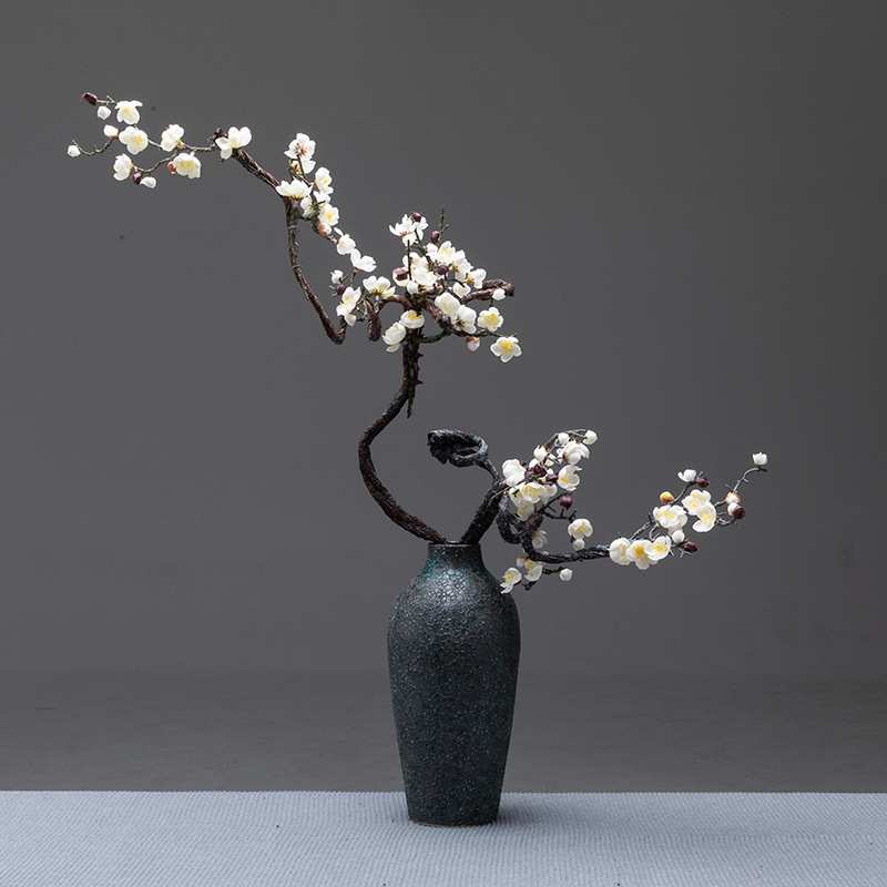 长枝红色腊梅干花傲骨仿真梅花家居客厅玄关装饰假花摄影婚庆道具