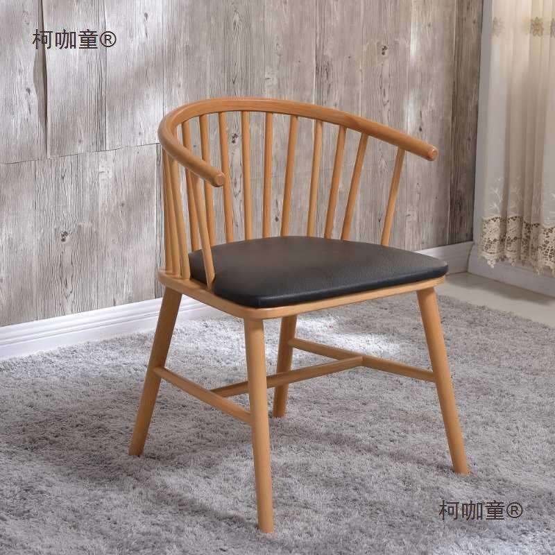 北欧实木餐椅围椅温莎圈椅白橡木y椅中式用扶手电脑休闲公麦太保
