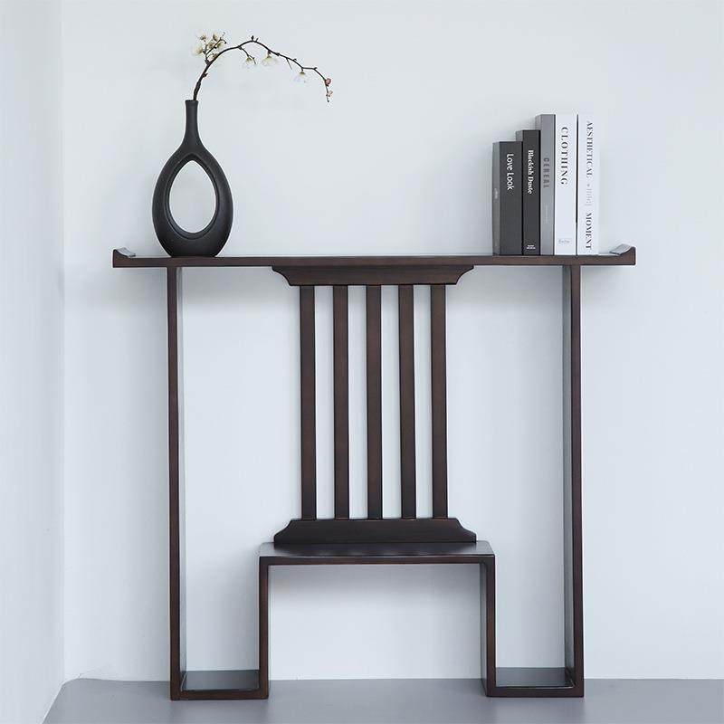 新中式实木玄关禅意长条窄条案柜现代入户门景台摆件案台仿古靠墙