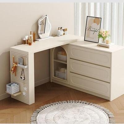 梳妆台小型卧室奶油风网红化妆台斗柜一体书桌化妆桌家用收纳柜