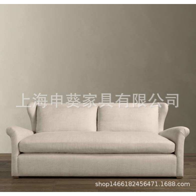 美式轻奢客厅三人布艺沙发组合样板间别墅酒店沙发小户型整装沙发