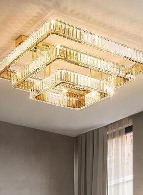 led吸顶水晶灯新款长方形客厅灯现代轻奢卧室灯房间灯奢华餐厅灯
