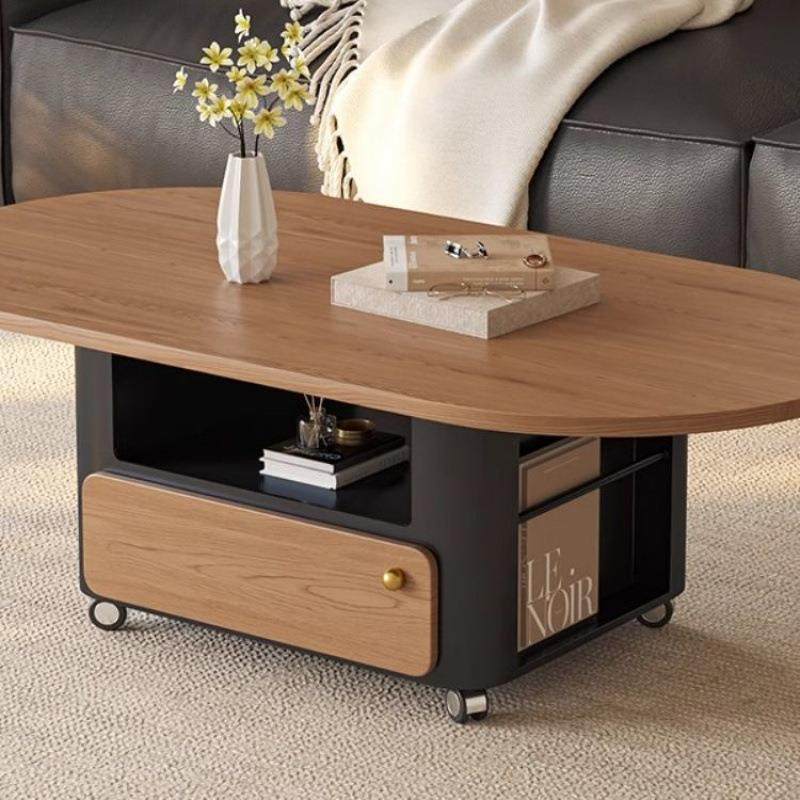 中古风实木茶几意式轻奢客厅家用小户型高级椭圆形带轮可移动茶桌,电子元器件市场,其它元器件,淘宝优惠券,粉丝福利购,淘宝优惠卷