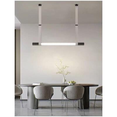 意大利SLIVER皮革餐厅吊灯后现代设计师吧台办公室一字长条玻璃灯