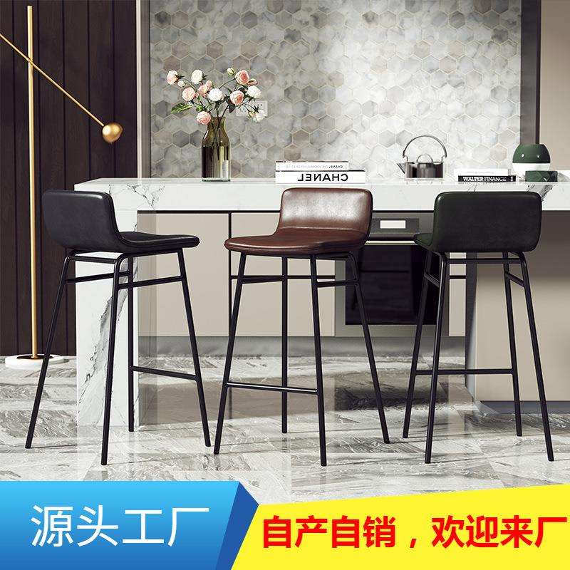 厂家美式吧台凳家用工作室铁艺靠背吧椅现代简约高脚凳酒吧椅