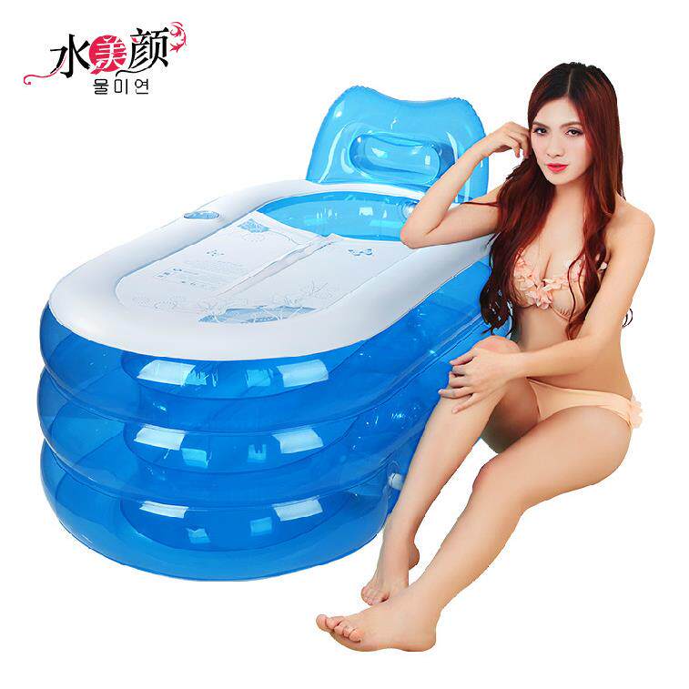 水美颜成人泡澡桶折叠浴缸儿童婴儿折叠浴盆家用PVC充气浴缸厂家