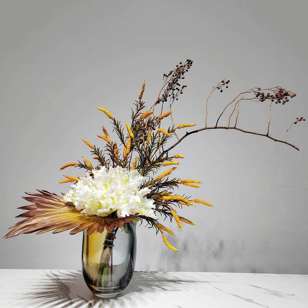 现代轻奢餐桌玻璃花瓶橙白色花艺客厅茶几酒店样板房洽谈桌装饰品,纺织面料/辅料/配套,纺织机械配件,淘宝优惠券,粉丝福利购,淘宝优惠卷