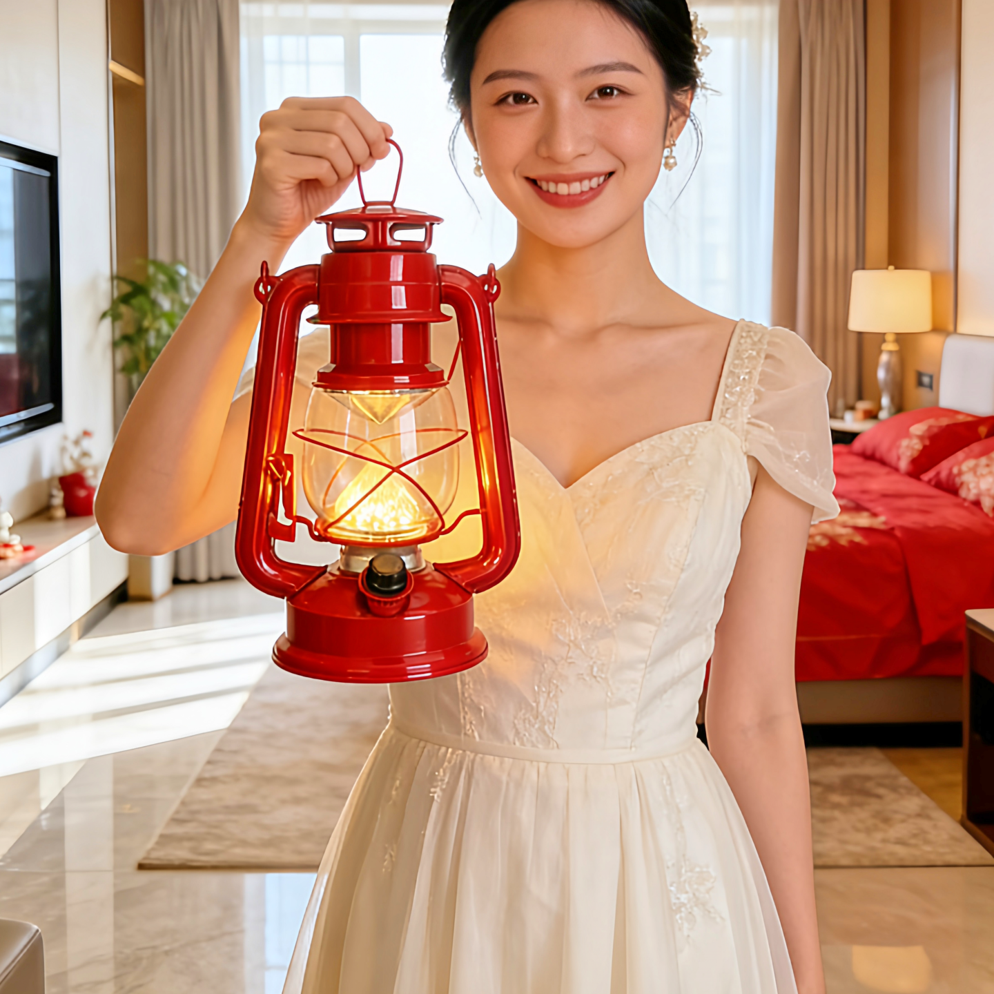 婚庆LED红马灯充电电池双用中式婚礼路引灯婚房布置结婚装饰道具