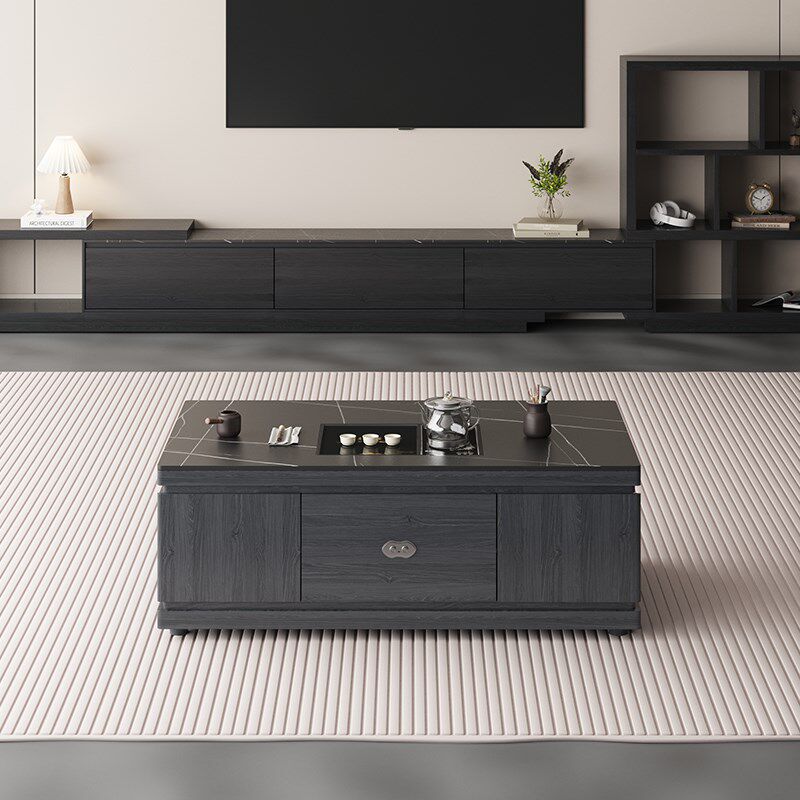 全自动语音升降茶几桌泡茶一体办公室客厅现代多功能岩板功夫茶台