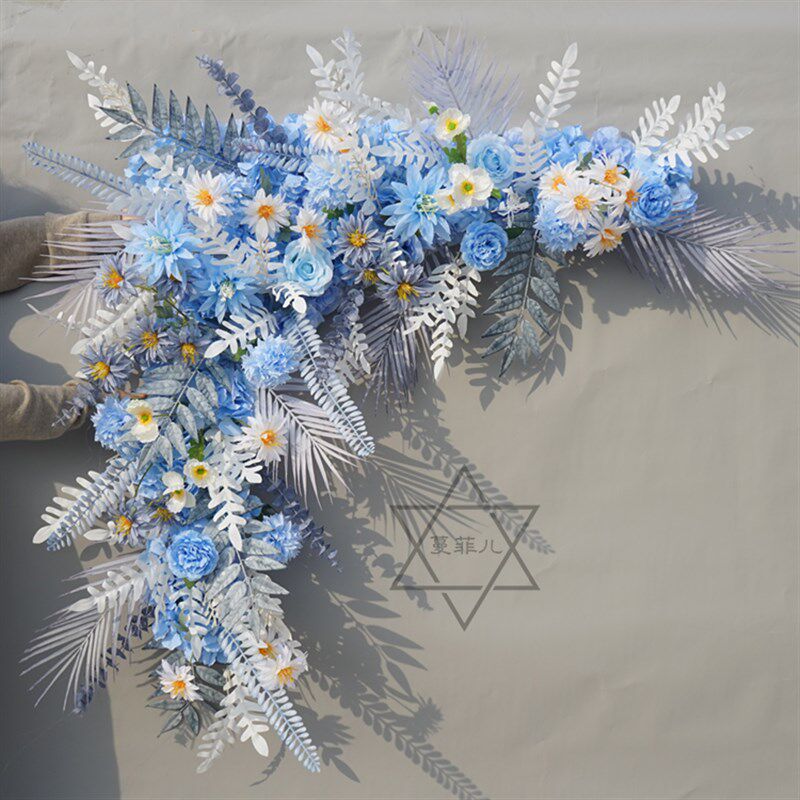 婚庆仿真花直角花花点红色粉色蓝色系背景KT板挂花拱门迎宾装饰花