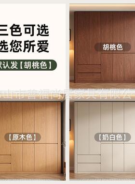 柜分段橡式实木木免手柜子家用拉卧室衣简约风圆弧形86007胡桃色