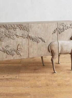 美式复物餐边柜雕花玄关柜VWH电视柜储法式麋鹿柜酒柜柜创古意民