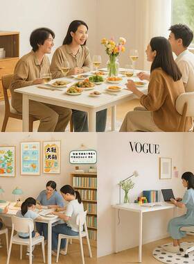 明IBN租峥家具厂餐桌用户型吃饭小桌子长方形餐桌出房用家饭桌奶