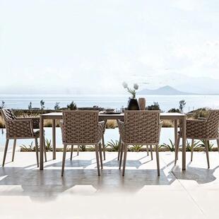 高端户外休闲桌椅院天露花别墅编织椅防水ZOL防晒室外岩庭板园餐