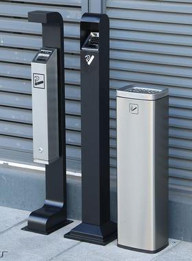 户蒂外PFK立式烟灰缸落地固定不锈钢烟烟柱灰吸烟灭烟柱烟头柱收