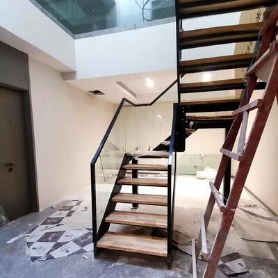 楼墅叠踏梯双梁玻璃33688楼梯室别内墅阁楼复式楼梯组装式钢别木