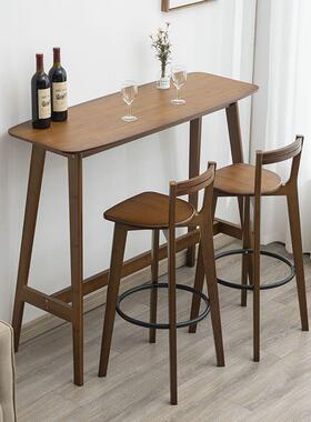 小吧桌台家用小NLL户型木高脚长条桌断子客厅隔实阳台靠窗桌简约
