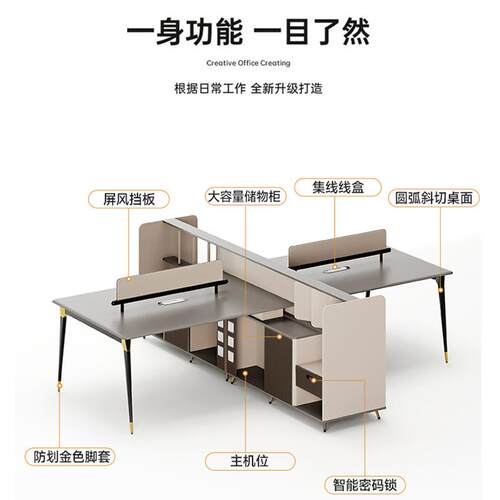 轻奢办公桌椅组合员现桌简约代多人员工办公室屏SH-Z28284/职8四