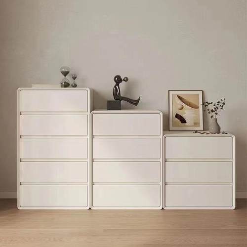 实柜木五斗柜MRY色奶油柜白斗客装厅多层储物柜简约现代卧室免安