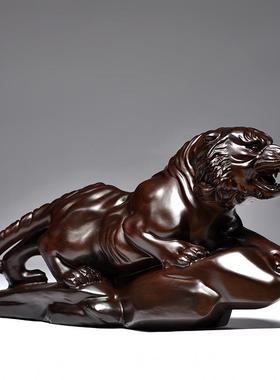 黑木雕老虎摆件虎实木公动檀物生肖家居TQ-828玄关中式客厅办室装