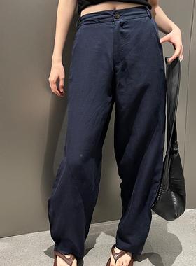 JVVS秋I筒STER季2025年新款宽松休闲69透气直亚麻6天丝长裤女5109