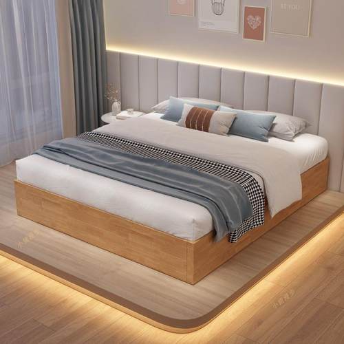 无床头床无靠背排骨架主卧榻榻米实木双人床简约现代落地床架地台