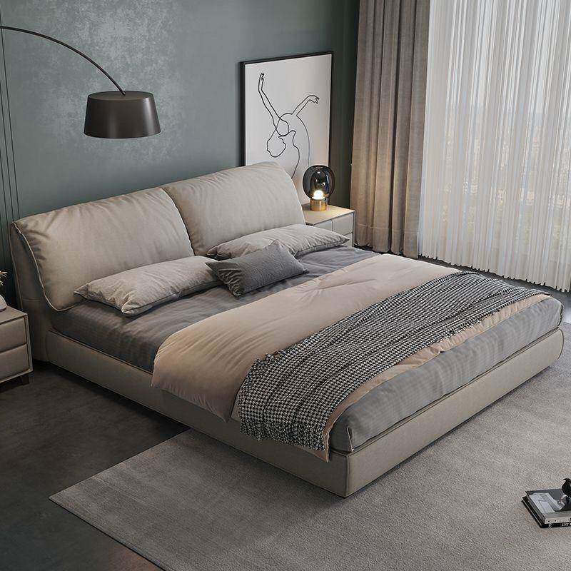 科技布艺床简约1.5米实木床双人1.8x2米主卧床气压大象耳朵床储物