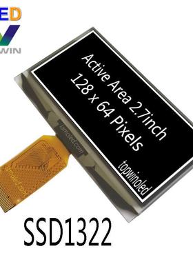 2.7英寸oled屏128x64白色2864ASWIG01sd1322白底黑字黑底白字