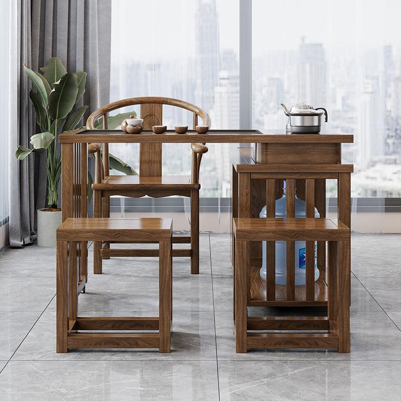 实木茶桌旋转ZAY台式茶台阳米小户型移动1米橡1.2桌椅组合胶木带