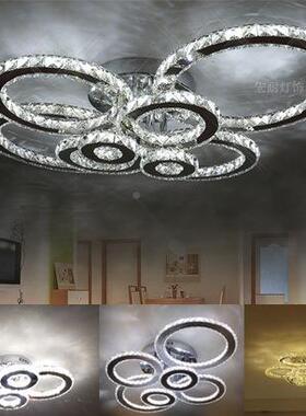 晶不水钢圆环客厅灯吸顶38521灯现室代简约卧灯个性LE锈D温馨浪漫