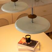 奶油风餐s543厅吊灯古奢饭厅餐桌灯创意复实木吧台云环飞碟灯轻ca