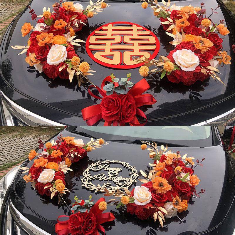 婚S3mn47nf结婚主婚车花装饰整车头花布置车装饰车队仿真假花一套
