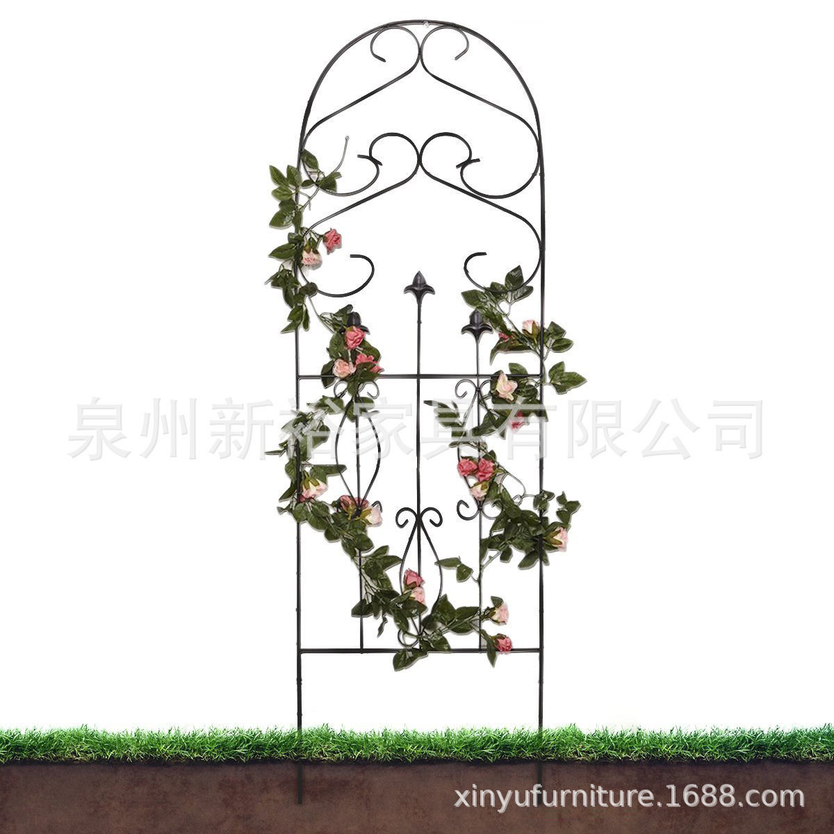 铁艺爬藤植物花架防锈黑铁花园网架 欧式铁艺园艺支架 爬藤