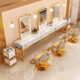 理发店单双染面镜台发一体廊用工无品牌/作台美发店柜子烫LED网专