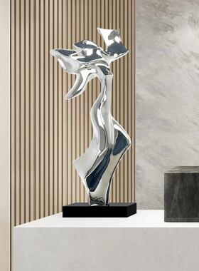 花语蝶舞雕现代简约树脂理石摆件样板间大TMA厅酒塑店大堂装大饰