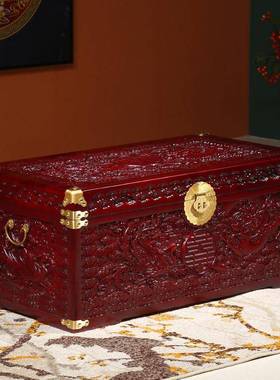 ?香樟木箱子婚嫁仿古嫁结妆HKL箱婚收纳箱陪嫁衣箱子画储物箱字箱