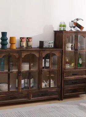 多实木酒UIK柜储物柜小厨地房复古美式餐边柜整理柜功能斗柜落置