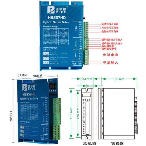 57高速闭环GMU步进电机套2装1.N/2.2N/B3N.数显驱动器HS57HD两相M