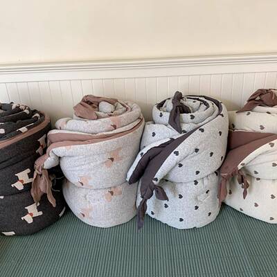 小耳纯棉色织朵春秋被全棉天被竺棉针ht织棉单人双人被芯春秋被子