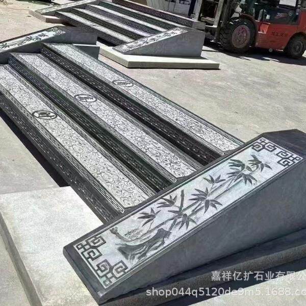 青石台阶台条石庭院门口防滑-过门石石青祥云台阶槛石庭院踏步石